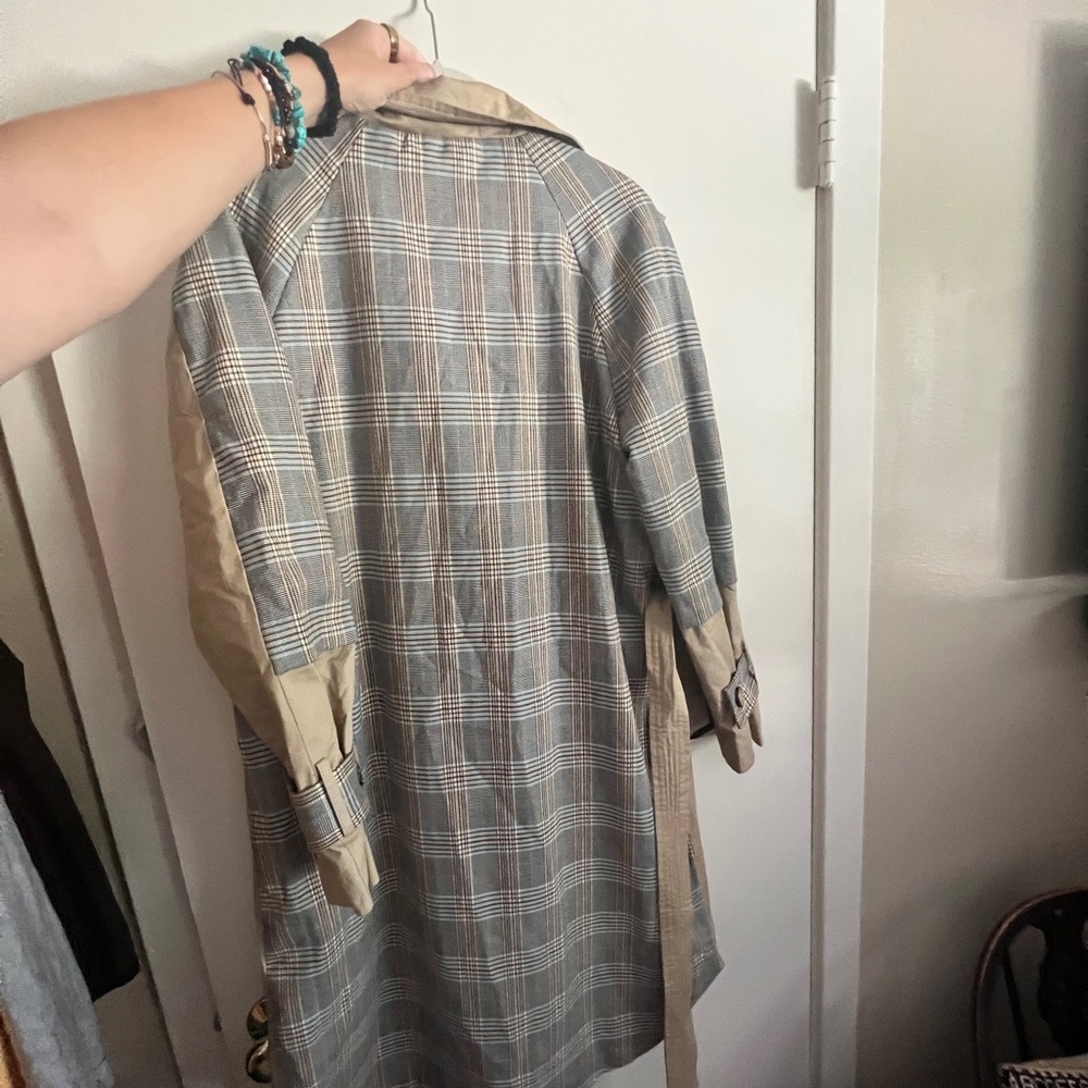Anthropologie Dolan Mixed Plaid Trench Coat - Picture 7 of 7